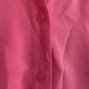 Blair  Pink 1/2 Sleeve Collared V Neck Button Down Blouse Semi Sheer Photo 3