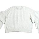 Cupcakes and Cashmere  Cable Knit Ruffle Bell Sleeve Kristin Sweater White Small Photo 0