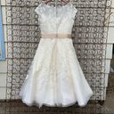 Oleg Cassini  Cap Sleeve Illusion Wedding Dress size 14 Photo 4