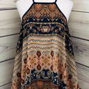 Romeo + Juliet Couture Navy & Brown Paisley Print Flowy Tank Top Photo 0