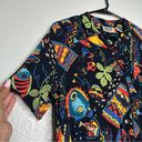 Chico's Vintage  Womens Novelty Print Casual Button Down Short Sleeve Top 0 Rayon Photo 1