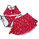 Victoria's Secret Victoria Secret Red Black 3 Piece Bathing Suit Bikini Top M Bottom L Skirt L Photo 0