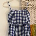 Boutique Blue Checkered Peplum Tank Photo 0