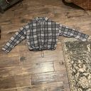 Poof! Warm & Cozy Lifestyle Grey Plaid Quarter Zip Sherpa Sweatshirt Size Small Photo 6