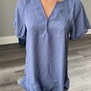 Zeagoo  Powder Blue Blouse Size S Crepe Top V-Neck Short Sleeve NWT F8 Photo 0