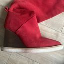 36.5 PALOMA BARCELO Serafine Over-the-Knee Red Pointy Suede Wedge Boots Sz .5) Photo 2