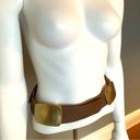 Donna Karan  belt small leather chunky metal hardware western brown metallic Photo 5