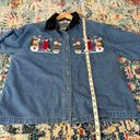 Dress Barn  vintage Christmas snowmen button up Jean shirt with velvet collar Photo 5