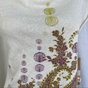 DKNY NWT VTG Y2K  Jeans Petites T-Shirt Cream Purple Green Paisley Studded Sz SM Photo 5