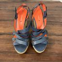 Via Spiga  Blue Metallic Espadrille Wedge Sandals - Size 9.5 Photo 3