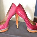 Brian Atwood  Pink Snakeskin Platform Pumps Heels - Size 6 Photo 2