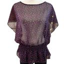 American Eagle WOMEN’S 𝅺 Y2K purple floral sheer peplum top Photo 0