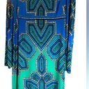 Jones New York Vintage  Dress Womens Size 8 Stretch Aqua Blue Geometric Patterns Photo 2