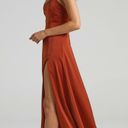 Showpo Will It Be Us Thigh Split Cross Back Copper Orange Maxi Dress Photo 1