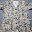 Worthington Vintage Women Shirt Size 18 Tan Preppy Floral Button Up V-Neck USA Photo 3