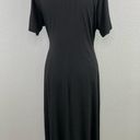 Karen Kane  Solid Black Faux Wrap V-Neck Short Sleeve Midi Dress Size XL Photo 3