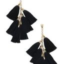Ettika NWT  18k Gold Plated Black Tassel Earrings Photo 0