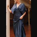 Petal and Pup  Ricki Midnight Indigo Blue Satin Maxi Dress L Photo 1