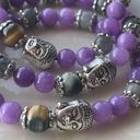 Dream tiger eye Buddha head labradorite kunzite ONE NEW stretch bracelet hand cr Purple Photo 3