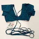 The Bikini Lab  Wrap Bikini Top Teal Strappy Ruffle Size XS NWT Photo 0