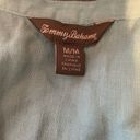 Tommy Bahama  Womens Size Medium Blue Linen Pintucked Accent Button Blouse Photo 3