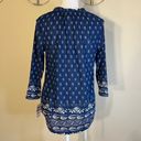 Style & Co NWT!  Desert Wind Bohemian Navy Peasant Style Blouse Petite Small Photo 2