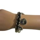 Guess  Black Leather Silver Heart Charm Bracelet Photo 0