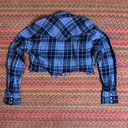 Wrangler VTG BLUE FLANNEL  PEARL SNAP CROP Photo 3