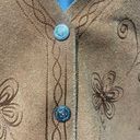 Agapo Rust Orange Tan Leather Suede Vest Floral Embroidery Stitch Size Medium Photo 4