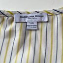 Carolina belle  Bell Sleeve Womens Top Size Large Stripe White Blue Keyhole Photo 8