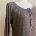 Treasure & Bond  Lightweight Ribbed Button Henley Womens L Olive Green Casual Photo 5