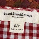 BeachLunchLounge RED GINGHAM RUFFLE SLEEVE TIE FRONT BLOUSE Photo 1