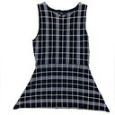 Theory  Kalora Lustrate Peplum Top Plaid Navy Blue White Sleeveless Crew Neck L Photo 2