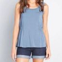 Modcloth  Side Smocked Tank Top Easily Leisurely Knit Blue XXS Photo 2