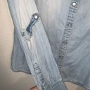 Cello  Chambray Snap Button Up Shirt Distressed Photo 2