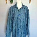 L.L.Bean NWOT  Slightly Fitted Button Down Navy Blue Shirt with Pinstripes Medium Photo 3