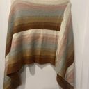 Mia & Tess Striped Multi Color Sweater Poncho Loose Comfy Photo 0