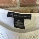 Adrianna Papell  Women's White Lace Front Pullover Sweatshirt - Size M Photo 2