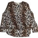 L'Agence  Kyla Brown Leopard Print 100% Silk Draped Front Surplice Blouse XS Photo 0