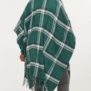 Lane Bryant Green Plaid Fringe Flannel Wrap Poncho Photo 1