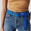 Free People NWT  Avril Grommet Leather Woven Extra-Long Belt in Cobalt Blue Photo 0