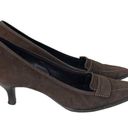 Loft  Brown Suede Penny loafer Pump kitten heel pumps Size 7 Photo 0