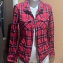 Roxy  red plaid button up collared shirt Photo 0