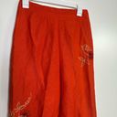 Donna Morgan  Orange Linen Rayon Blend Floral Embroidered Pants Fully Lined 8 Photo 3