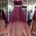 Tiffany Designs Burgundy/ Rose Gold Prom Dress Photo 0