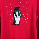 kim rogers  Size Large Red Pullover Crewneck Long Sleeve Penguin Sweater Photo 2