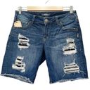 Silver Jeans NWT  Sam Bermuda Shorts Medium Wash Distressed Denim Short Size 27 Photo 11