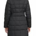 Cole Haan Women's Black Knee Length Hooded Quilted Down Coat Jacket Photo 3