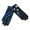 AQUA  Gloves Black Genuine Leather Lined Embroidered Stars Designer Medium NWT Photo 5