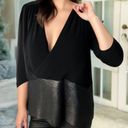 City Chic  Black and Silver Layered Peplum Glitter Blouse Women’s Size XL- NWT Photo 1